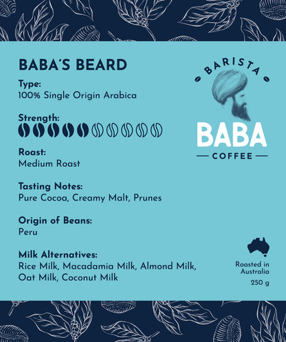 Label of a 250g bag of Baba&